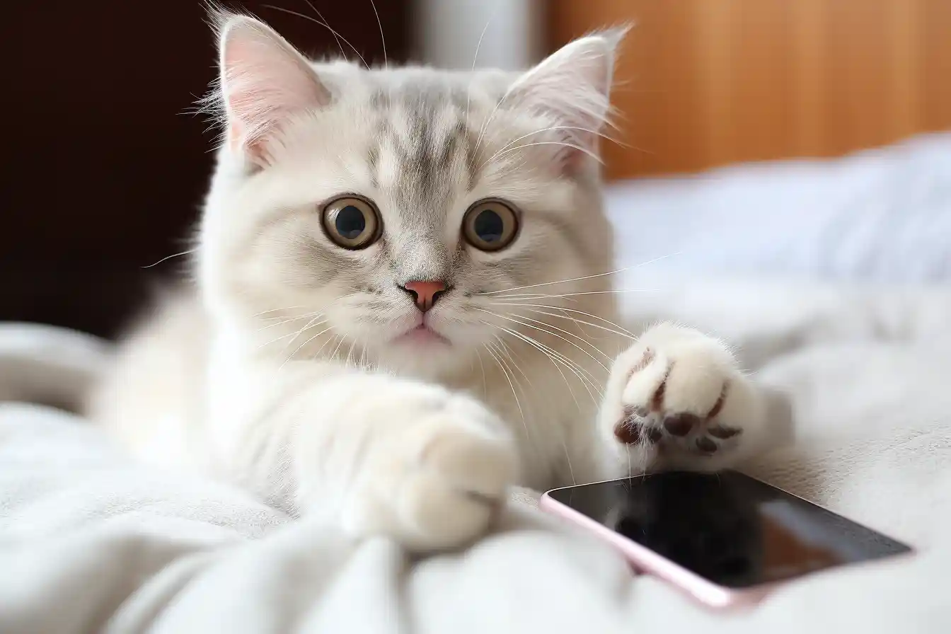 Katze mit Smartphone